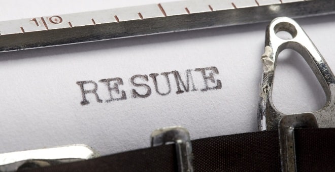 Image of Resume typed on paper