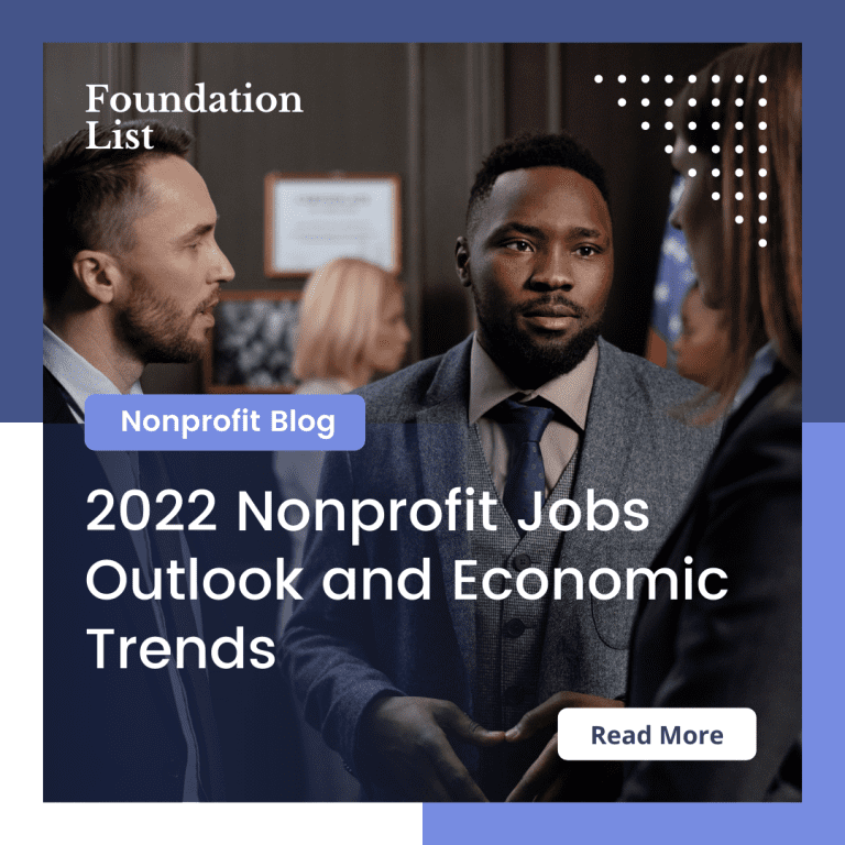 Image that says 2022 Nonprofit Jobs Outlook and Economic Trends