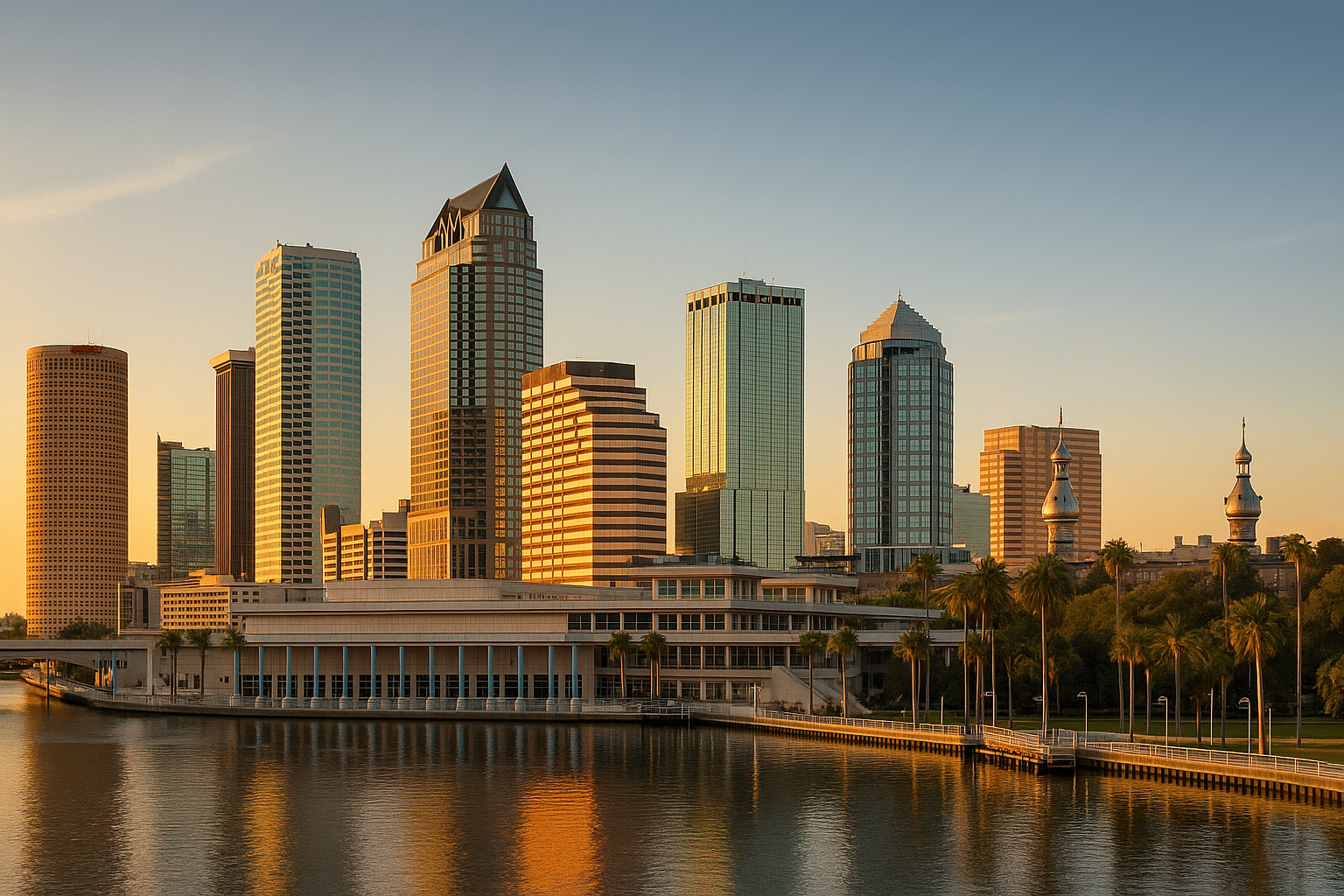 Tampa Nonprofit Jobs Foundation List page image of Tampa skyline with blue sky and clouds.