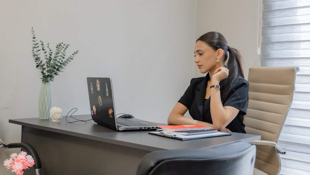 Public policy professional preparing research and briefing materials in an office